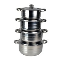 Набір каструль нержавіюча сталь 8 предметів Haushoff 3601 Граф зі скляними кришками сріблястий