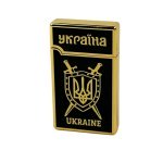 Запальничка газова Україна 10-11 п'єзовий підпал метал чорний з золотистим