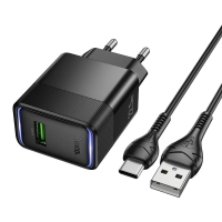 Зарядний пристрій з кабелем USB/Type-C 1 м HOCO CS111A Lounge 22.5 W чорний
