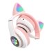 Навушники дитячі бездротові накладні CAT STN-28 LED MP3 Bluetooth з вушками рожевий