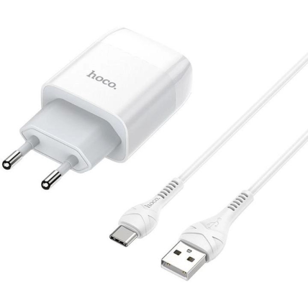 Зарядний пристрій з кабелем USB/Type-C 1 м HOCO C73A 2.4 А білий