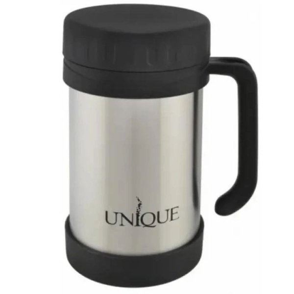 / Термос нержавіюча сталь 0.5 л Unique UN-1034 помповий сріблястий з чорним