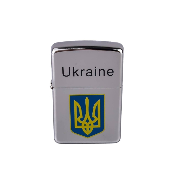 Запальничка бензинова Україна кремнієвий підпал метал сріблястий