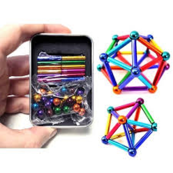 / Магнітний конструктор Neo Mix Color 7415, 64 деталі, палички і кульки