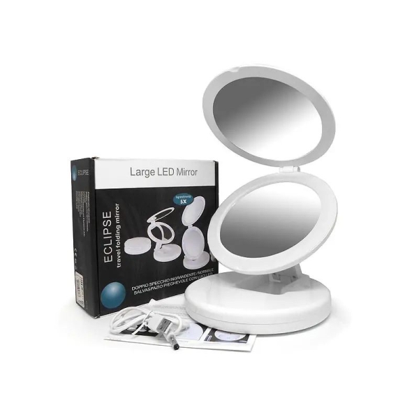 Дзеркало косметичне настільне з підсвіткою Eclipse Large LED Mirror 00057 білий