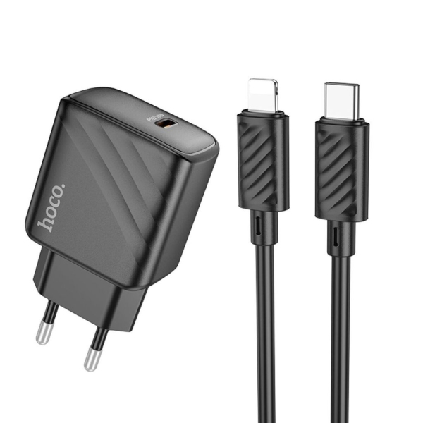 Зарядний пристрій з кабелем Type-C/Apple Lightning 1 м HOCO CS22A Value 30 W чорний