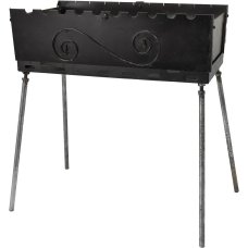 Мангал-валiза переносний розкладний на 10 шампурів товщина 2 мм з кованими елементами