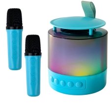 Колонка портативна з 2 мікрофонами K19 Bluetooth LED блакитний