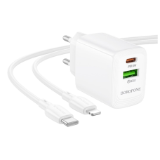 / Мережевий зарядний пристрій з кабелем BOROFONE BN29 Fuente PD30W+QC3.0 charger set (C to iP) new