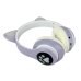 Навушники дитячі бездротові накладні CAT STN-28 LED MP3 Bluetooth з вушками фіолетовий