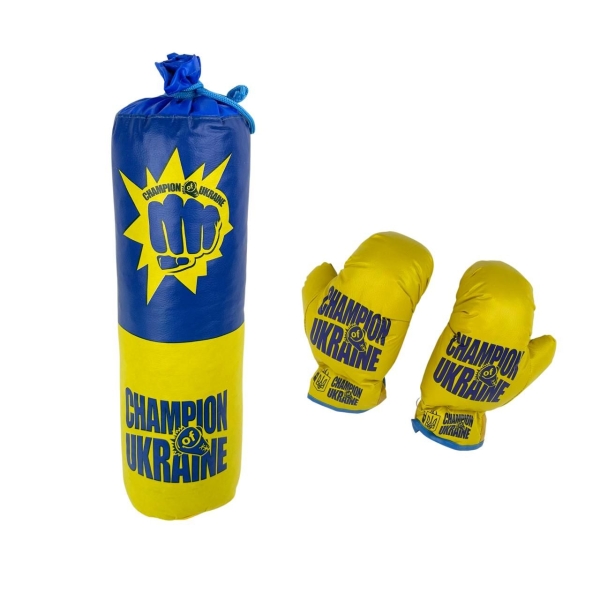 Набір боксерський Україна груша рукавички 45 х 14 см жовтий з синім