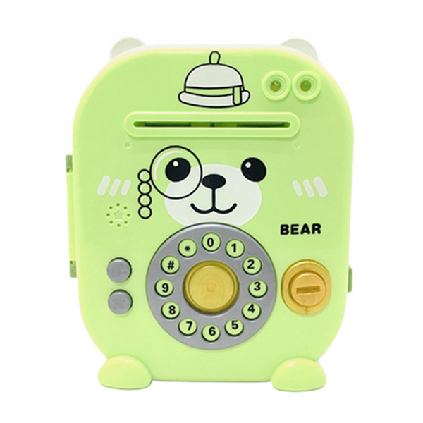 Скарбничка-сейф Ведмедик YY-47J-K-L-I 20 х 17 см електронна з кодовим замком та відбитком пальця зелений