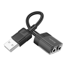 Перехідник 2в1 USB M/2х3.5 мм AUX F 15 см HOCO LS37 чорний