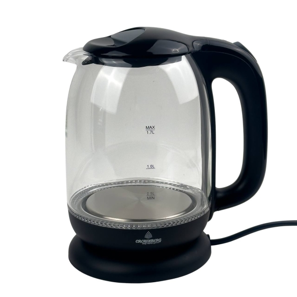 Електрочайник Crownberg CB-9121 скло 1.7 л чорний