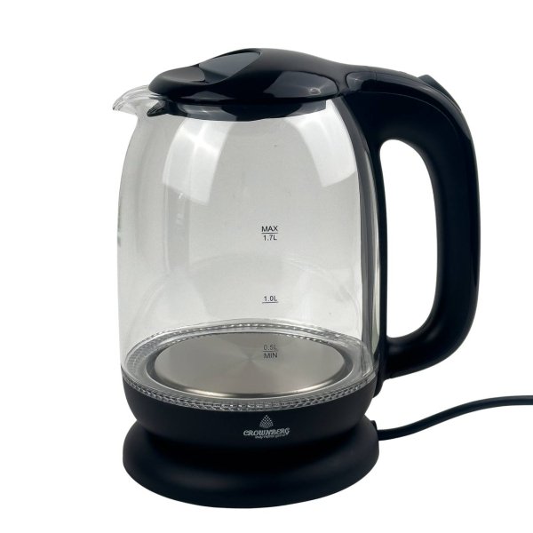 Електрочайник Crownberg CB-9121 скло 1.7 л чорний