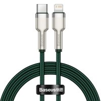 Кабель Type-C/Apple Lightning 1 м Baseus Cafule Series Metal 20 Вт зелений