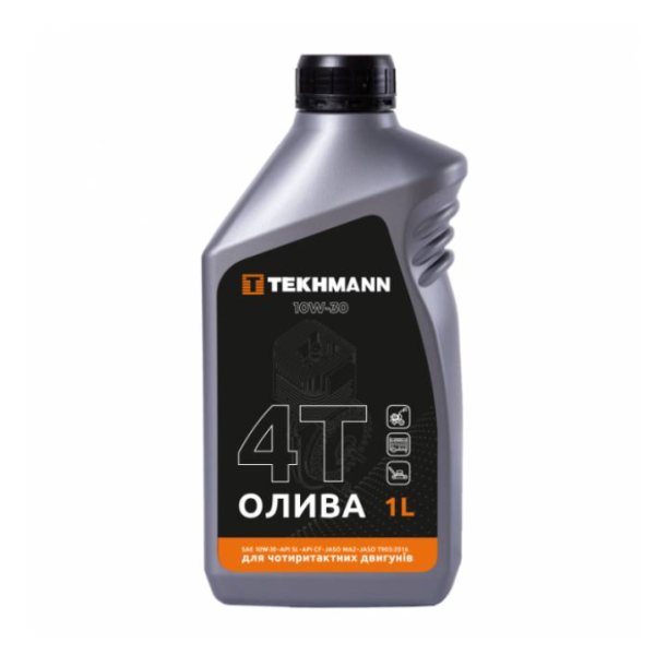 Олива для малих чотирьох- тактних бензинових двигунів ТЕКHMANN 4Т API SL SAE10W-30 каністра 1л new
