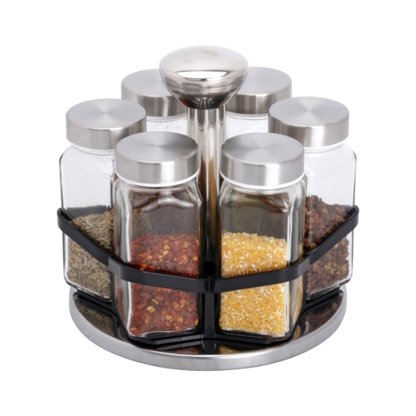 Набір для спецій Empire EM-3189 Дорі скло 6 ємностей сріблястий new