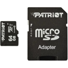 Карта пам'яті 64 GВ Patriot LX Series MicroSDXC UHS-1 Class 10 з адаптером чорний
