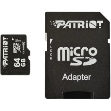 Карта пам'яті 64 GВ Patriot LX Series MicroSDXC UHS-1 Class 10 з адаптером чорний