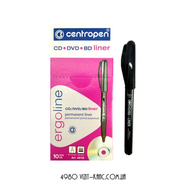 / Маркер-ЛИНЕР черн. Centropen 4616 для дисков (0,6) (10)