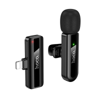 Мікрофон конденсаторний петличний HOCO L20 Fair Apple Lightning для смартфона Bluetooth чорний