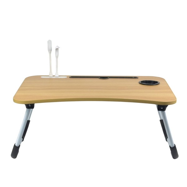 Столик-підставка для ноутбука USB з ліхтариком та вентилятором 60 х 40 х 26 см бежевий