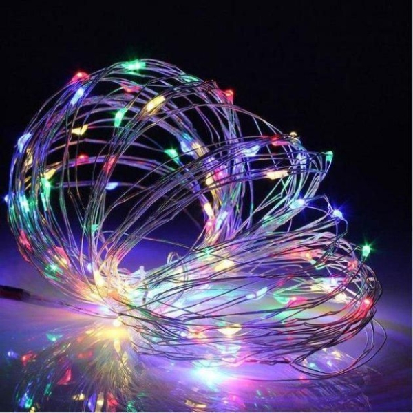 / Світлодіодна гірлянда-нитка прозорий дріт Magic Lights на батарейках 100 LED 10 метрів мульти