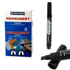 Маркер перманентний чорний Centropen 8576 Permanent 1-4.6 мм скошений