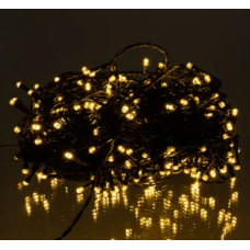 Гірлянда вулична із сонячною панеллю 300 LED 30м чорний провід жовтий new
