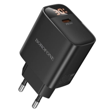 Мережевий зарядний пристрій BOROFONE BA97A Ilustre single-port PD30W charger with digital display (EU) Black new