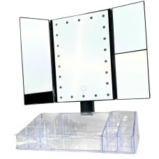 Дзеркало косметичне настільне з LED підсвіткою XW-081 з органайзером чорний