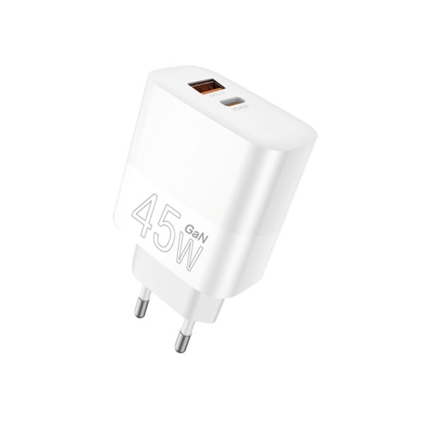 Зарядний блок живлення USB+Type-C WUW C209 45 W 9 V 2 A білий