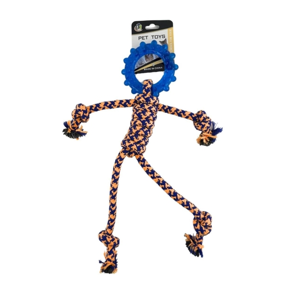 Жувальна іграшка для собак Кільце з канатом 647 34 см синій