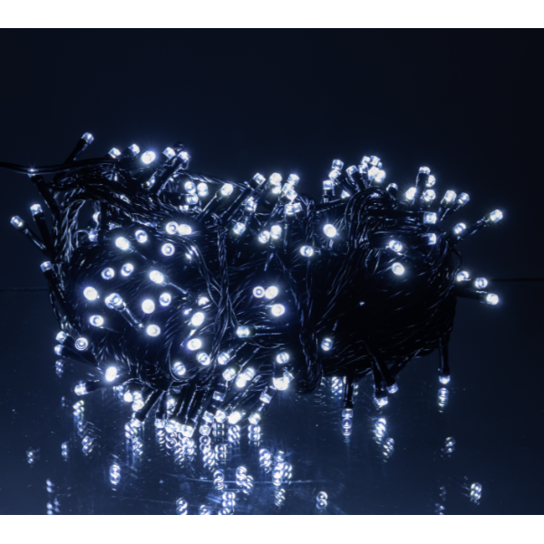 Гірлянда Нитка вулична 300 LED 30 м від мережі чорна нитка, білий new