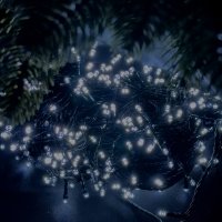 Світлодіодна гірлянда-нитка вулична чорний дріт 300 LED ліхтарики 30 м білий