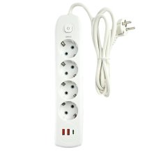 Мережевий фільтр-подовжувач 4 розетки Q603 2хUSB Type-C 2.1 А 2 м білий