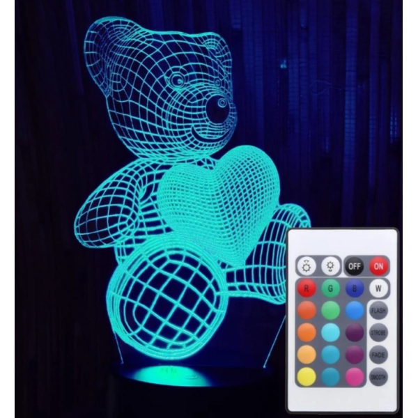 / Нічник-світильник з пультом Акриловий Ведмедик new