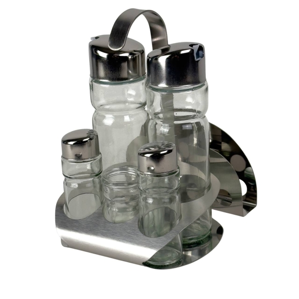 Набір для спецій Empire EM-9595 Нео скло 5 ємностей сріблястий