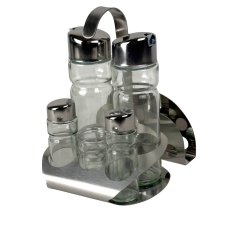 Набір для спецій Empire EM-9595 Нео скло 5 ємностей сріблястий