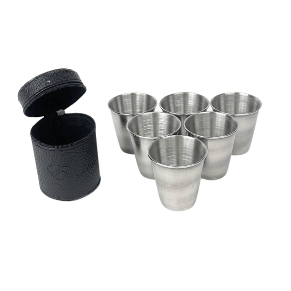 Набір чарок 6 штук у чохлі Empire 3549 Стандарт 30 мл нержавіюча сталь сріблястий