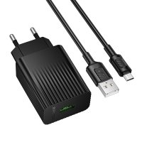 Мережевий зарядний пристрій з кабелем BOROFONE BAS72A Source single port QC3.0 charger set(Micro) Black new
