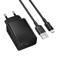 Зарядний пристрій з кабелем USB/microUSB 1 м BOROFONE BAS72A Source 18 W чорний