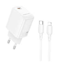 Зарядний пристрій з кабелем Tурe-C/Apple Lightning 1 м BOROFONE ВN28 30 W 2.5 А 12 V білий