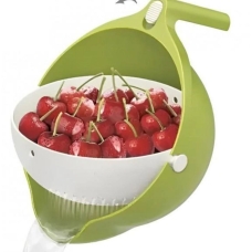 / Дуршлаг Mesh Strainer Drain Basket 2в1, ковш, 24.5х11.5х18см, зелений