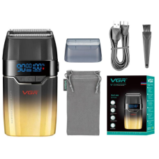 Електробритва шейвер VGR V-308 з дисплеєм чорний з золотистим new