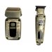 Тример для стрижки волосся та бороди з шейвером 2в1 VGR V-641 USB з дисплеєм 4 насадки золотистий