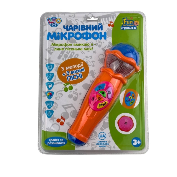 Іграшковий мікрофон Limo Toy 7043UA зі звуковими та світловими ефектами 19 см помаранчевий