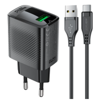 Зарядний пристрій з кабелем USB/Type-C 1 м Acefast A90 18 W 2 А 9 V чорний