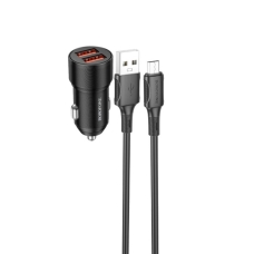 Автомобільний зарядний пристрій з кабелем 2хUSB/micro-USB BOROFONE BZ19B Wisdom 36 W 3 A чорний